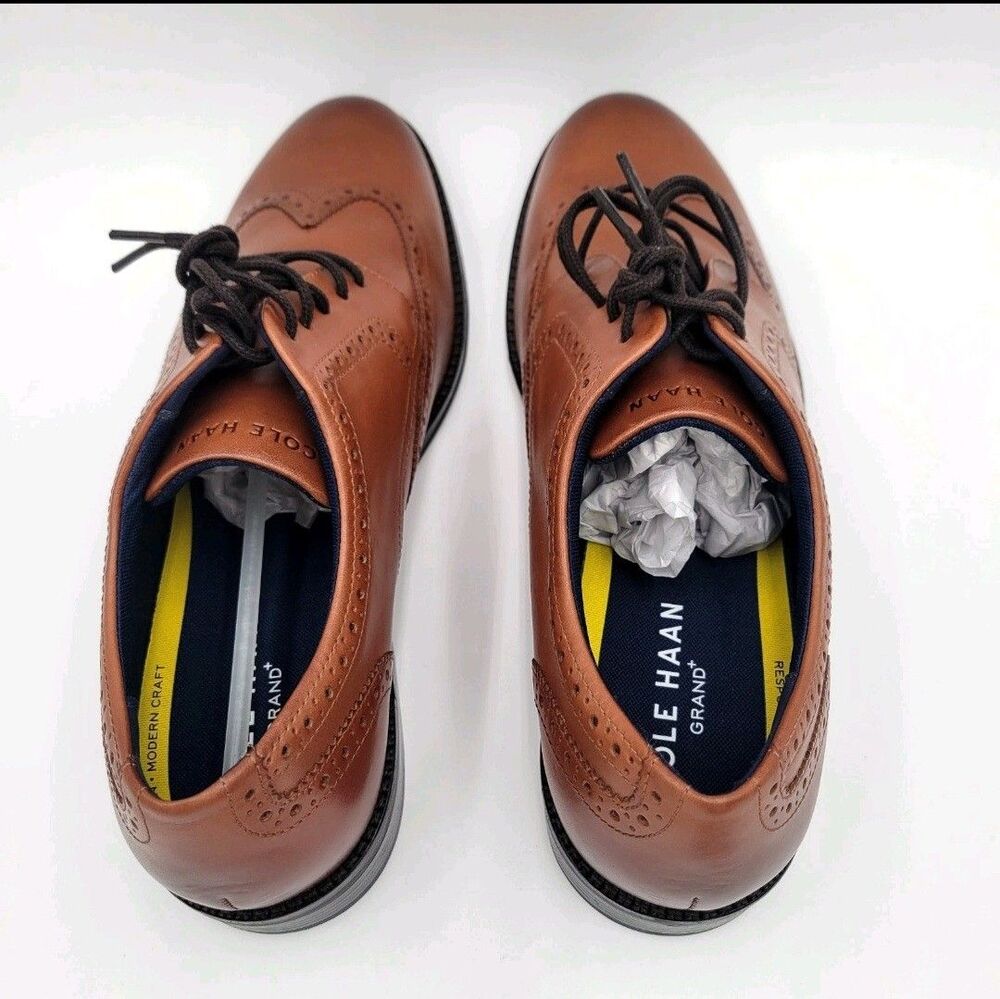 Cole Haan Grand+ Wingtip Oxford Dress Shoes British Tan C37330 Men's Size 11 NEW - Picture 6 of 7